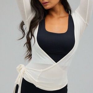 Exercere ballet wrap blouse, White, sz XS/S